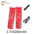 Перезаряжаемый литий-ионный аккумулятор 18650, 3,7 в, 4200 ма  ч, используется светодиодный одного фонарика или электронного гаджета, аккумулятор 18650 мА  ч