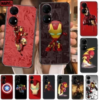 marvel iron man phone case for huawei p50 p40 p30 p20 10 9 8 lite e pro plus black etui coque painting hoesjes comic fas