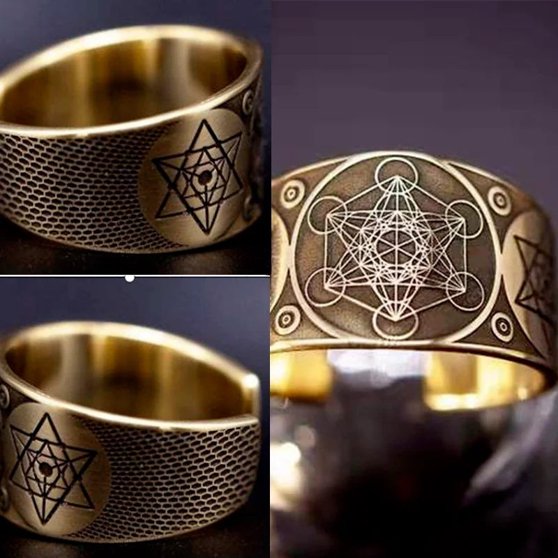 Регулируемое кольцо Archangel Metatron с изображением ангела жизни| |