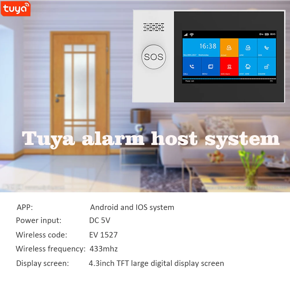 Система охранной сигнализации Tuya с поддержкой Wi-Fi GSM 4G и сенсорным экраном |