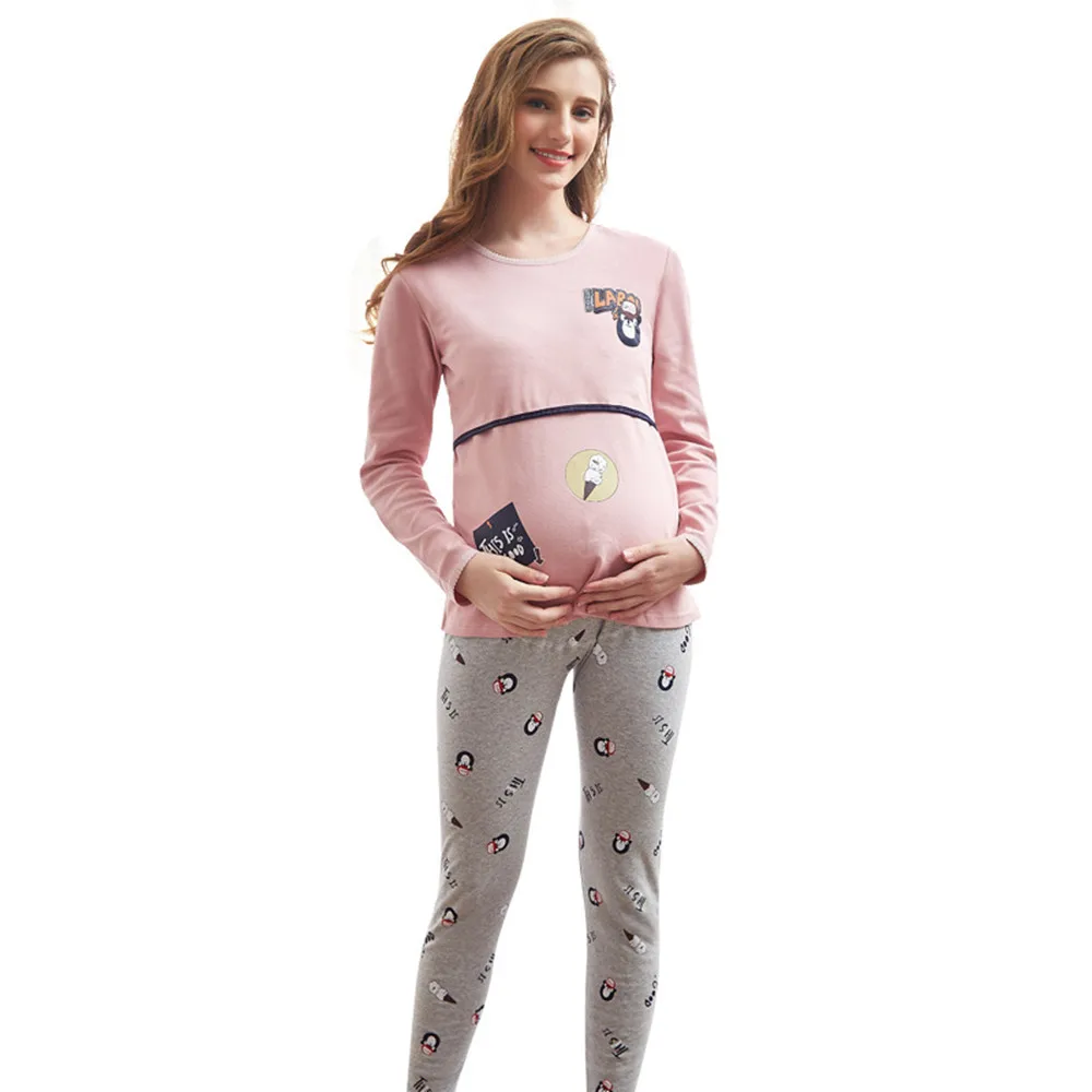Женская пижама для беременных, ночная рубашка для кормящих матерей, одежда для сна, топ для грудного вскармливания, рубашка с длинным рукаво... от AliExpress WW