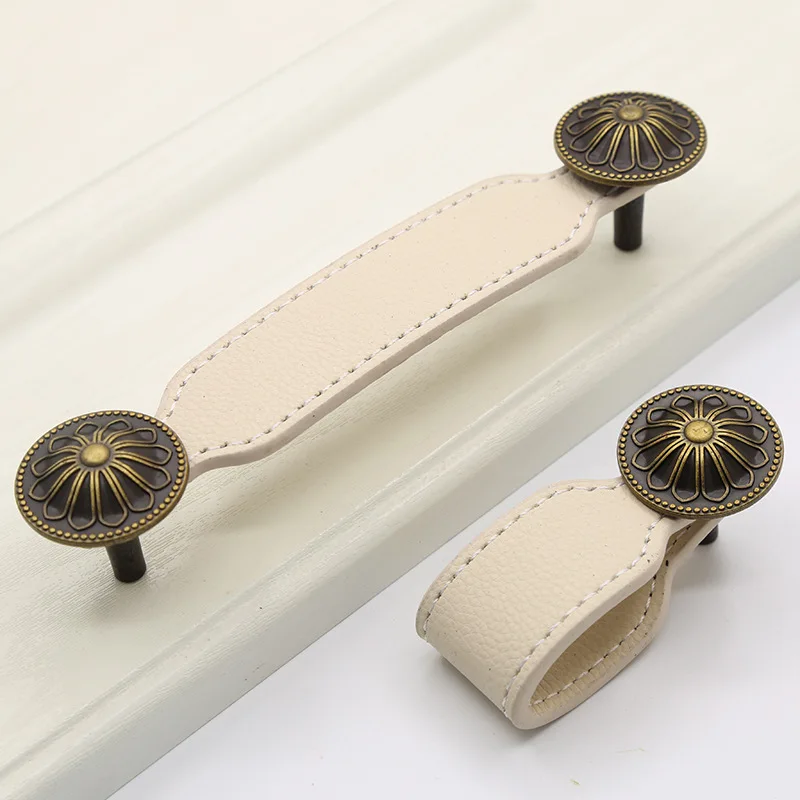 Скандинавские кожаные ручки для шкафов дверная фурнитура мебельные ящики шкаф