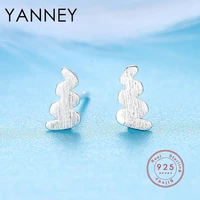 yanney 2022 trendy silver color frosted lightning wave curved stud earrings for woman charm party jewelry accessories