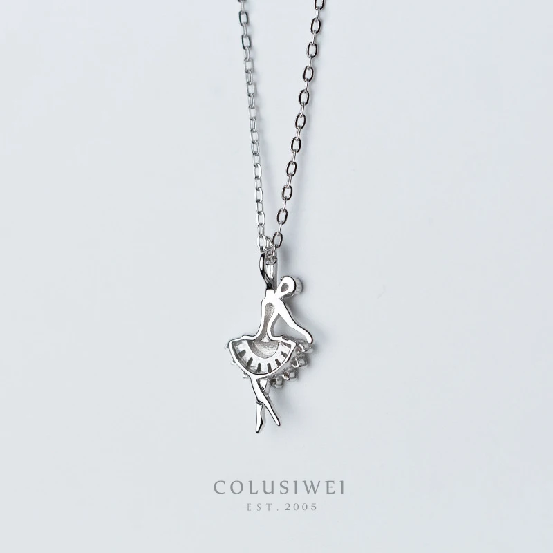 COLUSIWEI Аутентичные 925 стерлингового серебра элегантный балетный кулон ожерелье