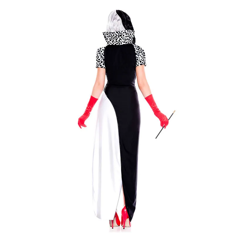 Новое длинное платье Cruella de Vil поступление контрастных цветов клоун цирковой ужас