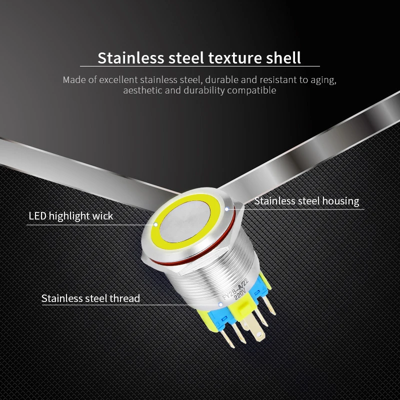 22 мм металлическая кнопка самовосстановления самоблокирующаяся переключатель с