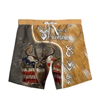 new fashion hunting 3d print deer woman men summer beach loose shorts casual pants polyester v8