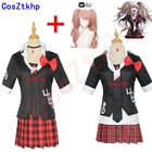 Новинка 2021, костюм для косплея из аниме данганронпа, женская форма, рабочая одежда для кафе, короткая юбка, двойной хвост, Плетеный парик, полный комплект