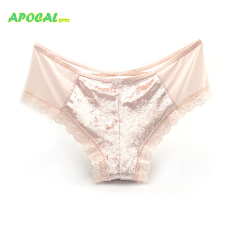 Сексуальные трусики бархатные открытые женские трусы танга атласные кружевные