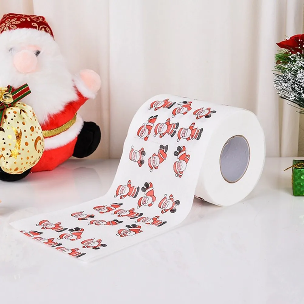 10*10*10cm Christmas Pattern Series Roll Paper Prints Funny Toilet Supplie Xmas Decor 2022 New Year | Дом и сад