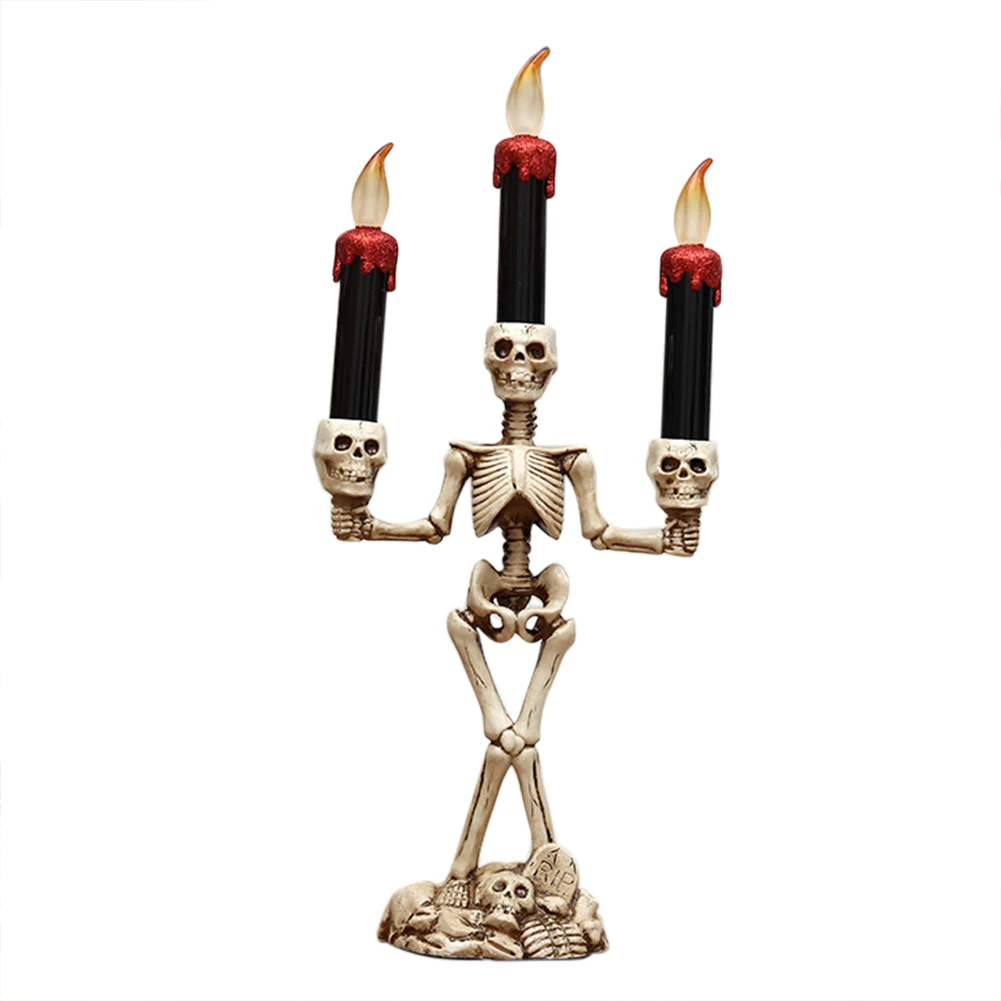 Хэллоуин 3 держателя свечей канделябр Череп Скелет стол искусственные