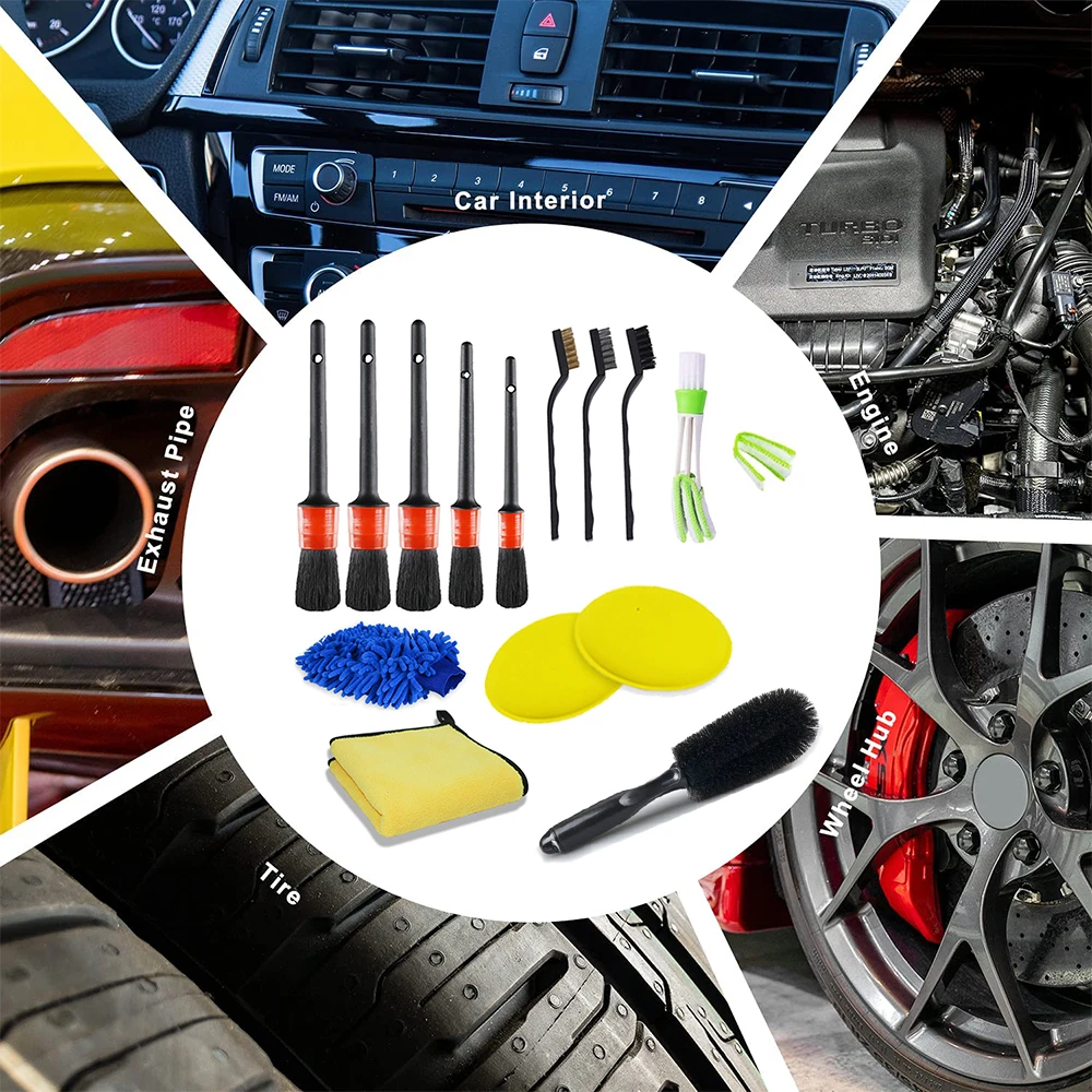 

5/6/14/15 Pcs Car Detailing Brush Cleaning Brush Set Car Wash for Interior Exterior Wheels Tire Dashboard Air Outlet Clean Tools