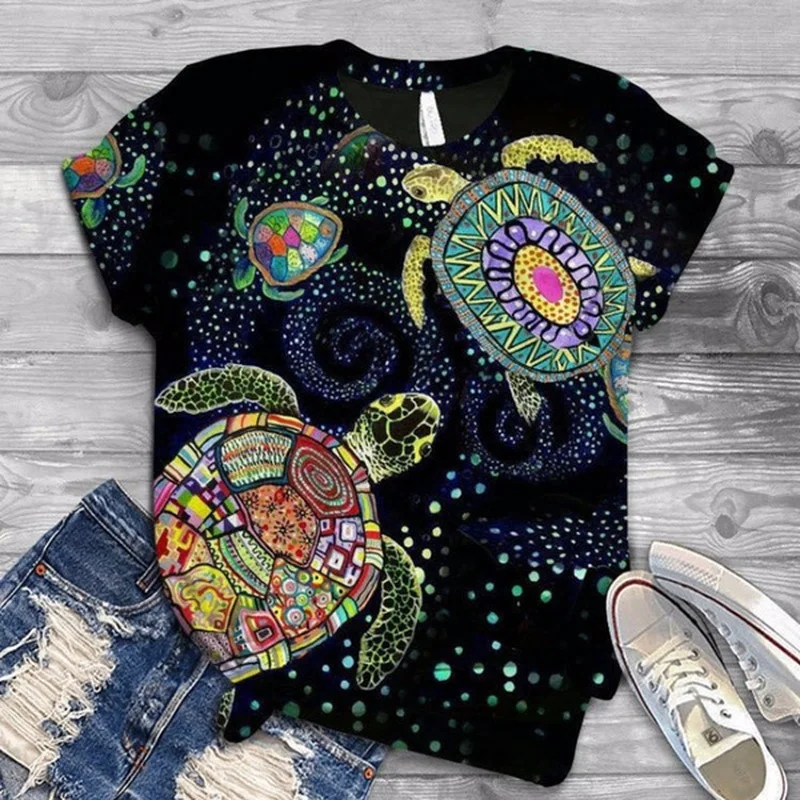 

Ladies T-shirt Summer 3D Animal Print Cat Print Cute Kawaii Short Sleeve Plus Size Top