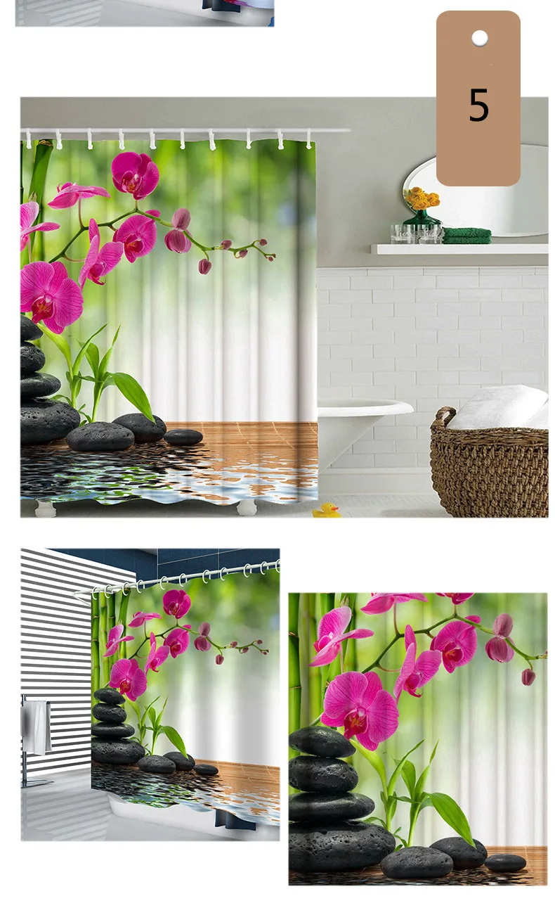 180* 180cmMulti-Styles 3D HD цифровой занавески для душа с принтом водонепроницаемые, влажность-доказательство Ванная комната Шторы s полиэстер Душ Шторы