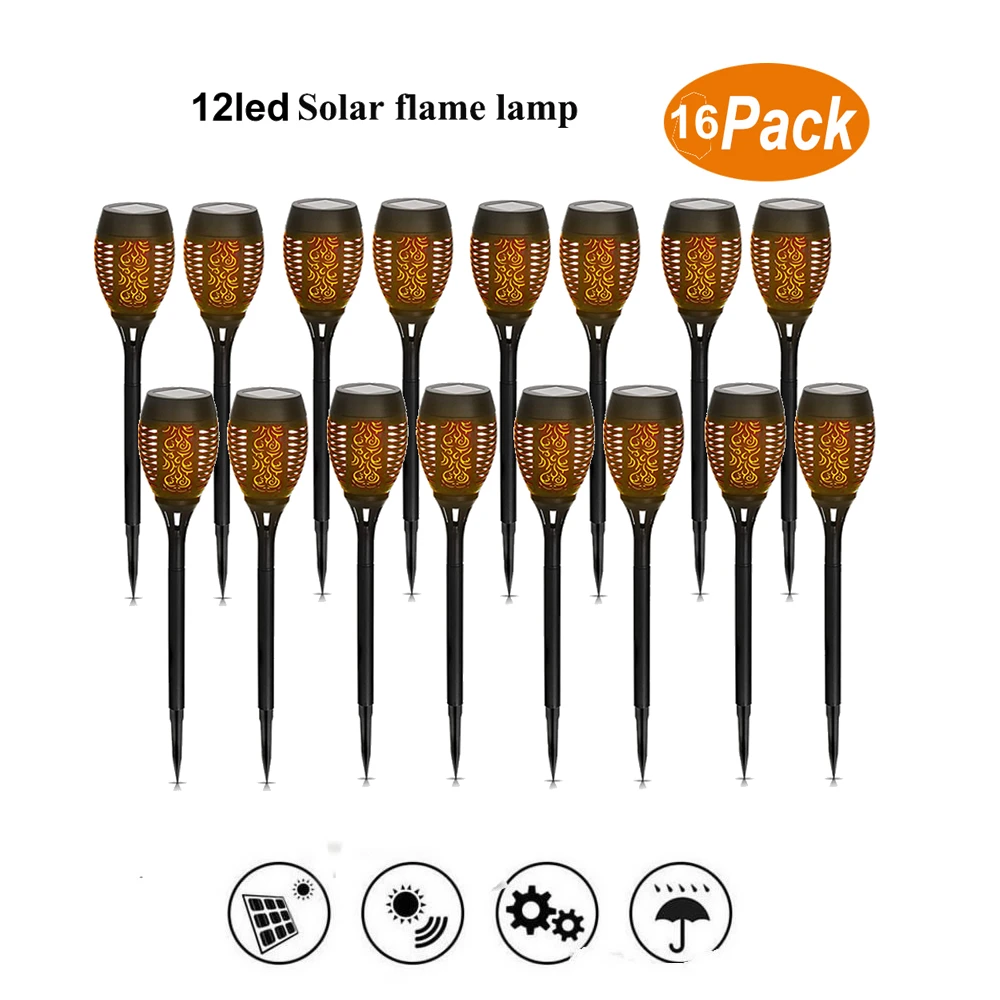 

2-16 pcs LED Solar Flame Torch Light Flickering Waterproof Garden Decor Landscape Lawn Lamp Path Lighting Torch Outdoor Light sm