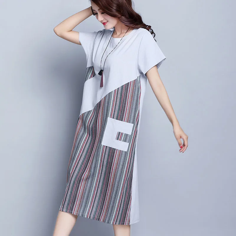 Платье женское трапециевидное в полоску короткое свободное повседневное