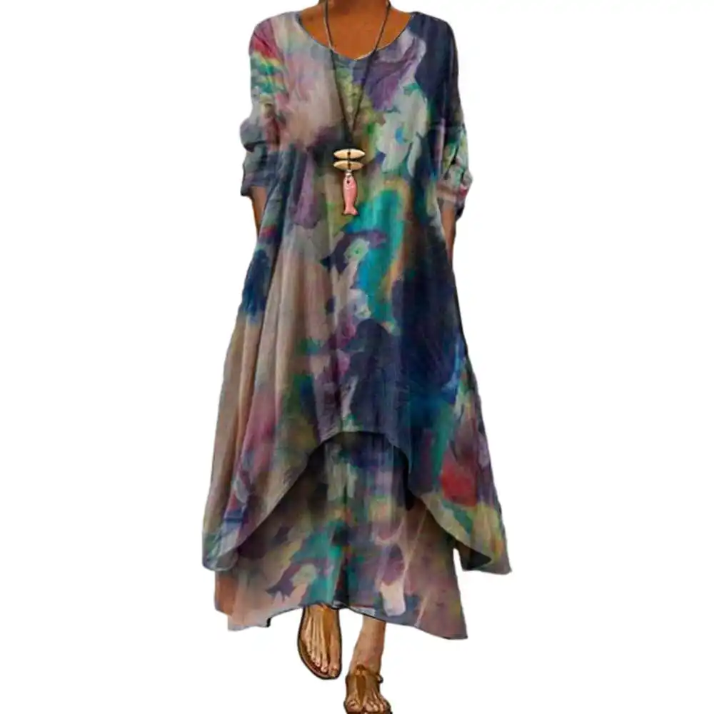 

Summer dress 2021 European and American fashion popular printed long-sleeved dress female ins net red trend hot sale ins hot c35
