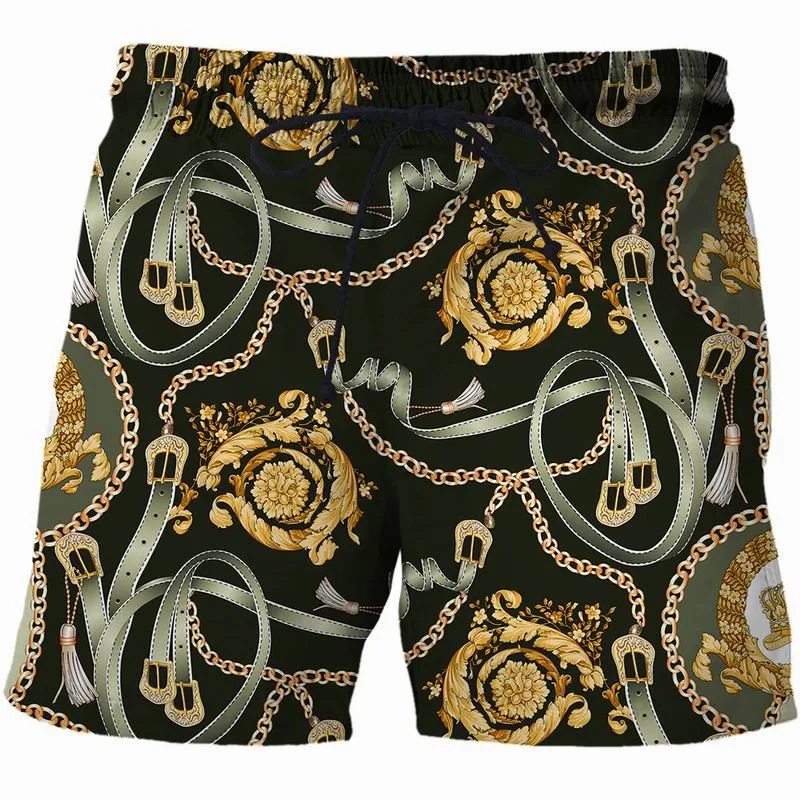 

Gold Blumenmuster 3D Volldruck Herren Sommer schnell trocknende Strandhose lässige Sportshorts Kleidung unisex bequemen Stil