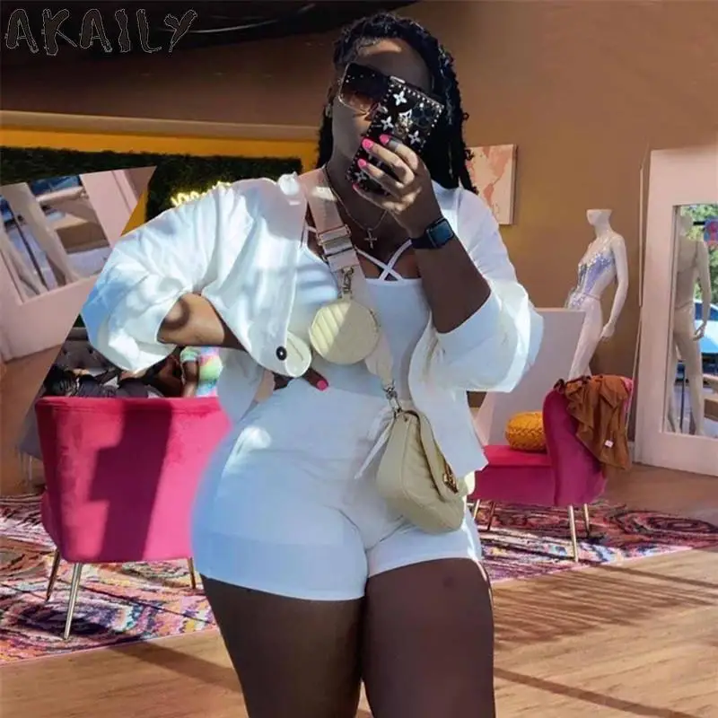 

Akaily летние ребристые спортивные комплекты из 2 предметов спортивный костюм женская рубашка с длинным рукавом Шорты Комплекты Женские повсе...