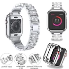 Браслет и чехол для Apple Watch Band 5 4 3 2 1, браслет из нержавеющей стали со стразами для iWatch 44 мм 40 мм 42 мм 38, аксессуары для Apple Watch