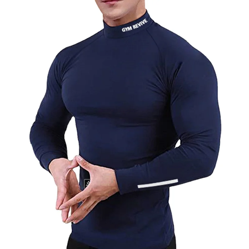 

New Sports Outdoor Workout Clothes Contrast Color Slim Fit Men's Yoga Long Sleeve T-shirt round Neck Breathable