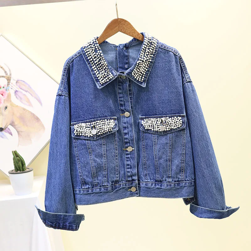 

New Style Industrial Beads Diamond Set Cowboy Short Jacket Women's Fashion
