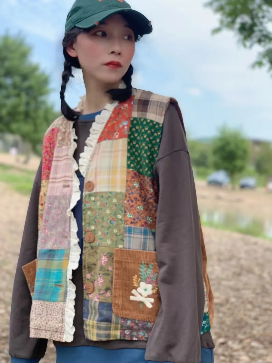 2021 новый стиль Baijia Ткань кружево лоскутное шитье Милая Этническая стильная