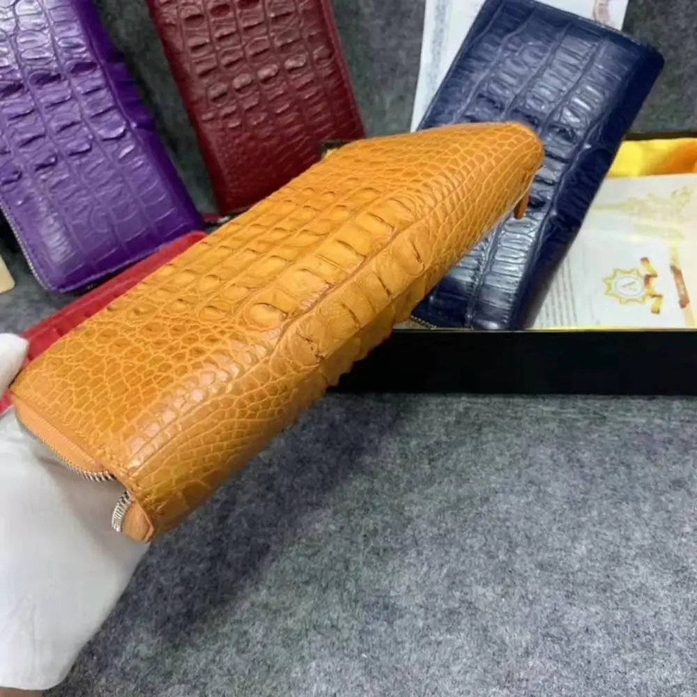 Женский кошелек из натуральной крокодиловой кожи длинный чехол на молнии 2019