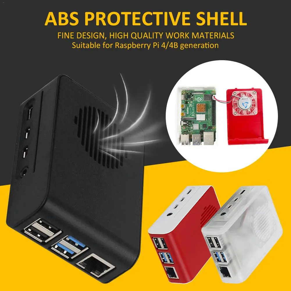 ABS защитный чехол с бликовым вентилятором простой цветной пряжкой для Raspberry Pi 4 8 5*5