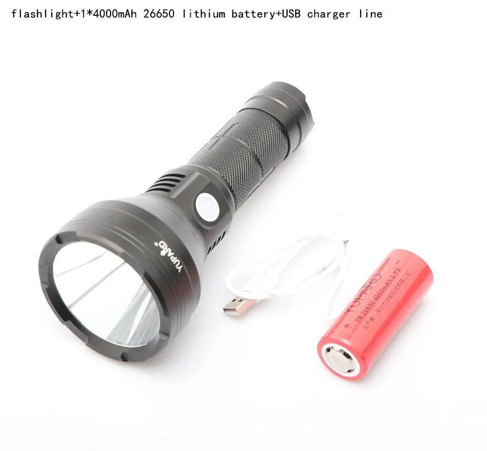 With 26650 batteries Супер мощный светодиодный фонарик XH P50 тактический фонарь USB перезаряжаемая водонепроницаемая лампа сверхъяркая фонарь для кемпинга - Испускаемый цвет: With 26650 batteries