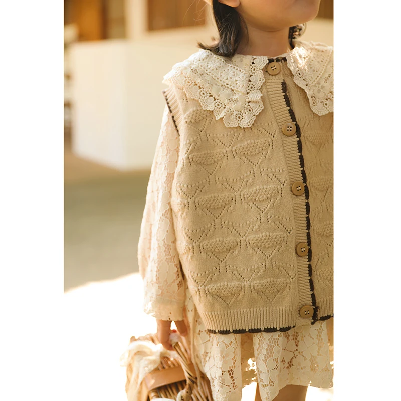 Вязаный кардиган жилет новинка 2020 весенне-осенняя одежда детский корейский |