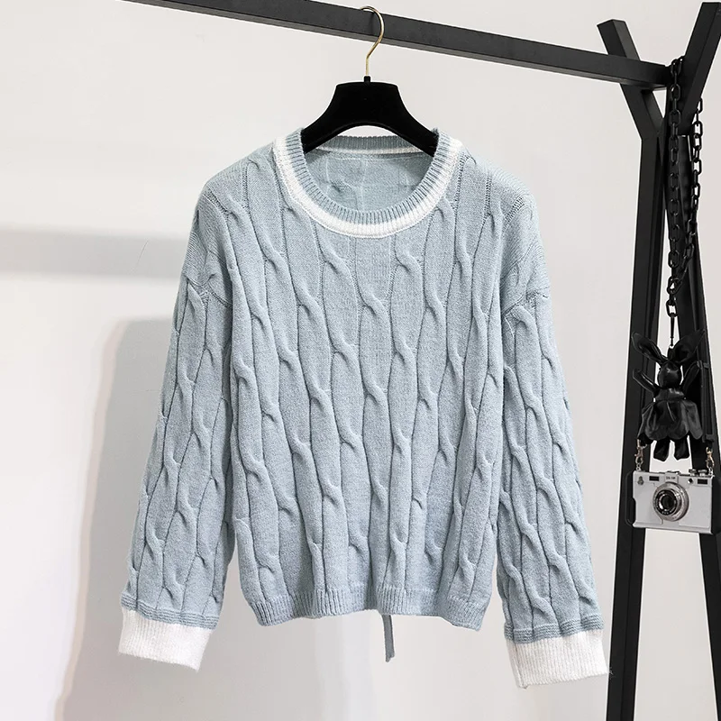 Свитер 2 предмета наряды для женщин костюм вязаный пуловер + широкие штаны и топы