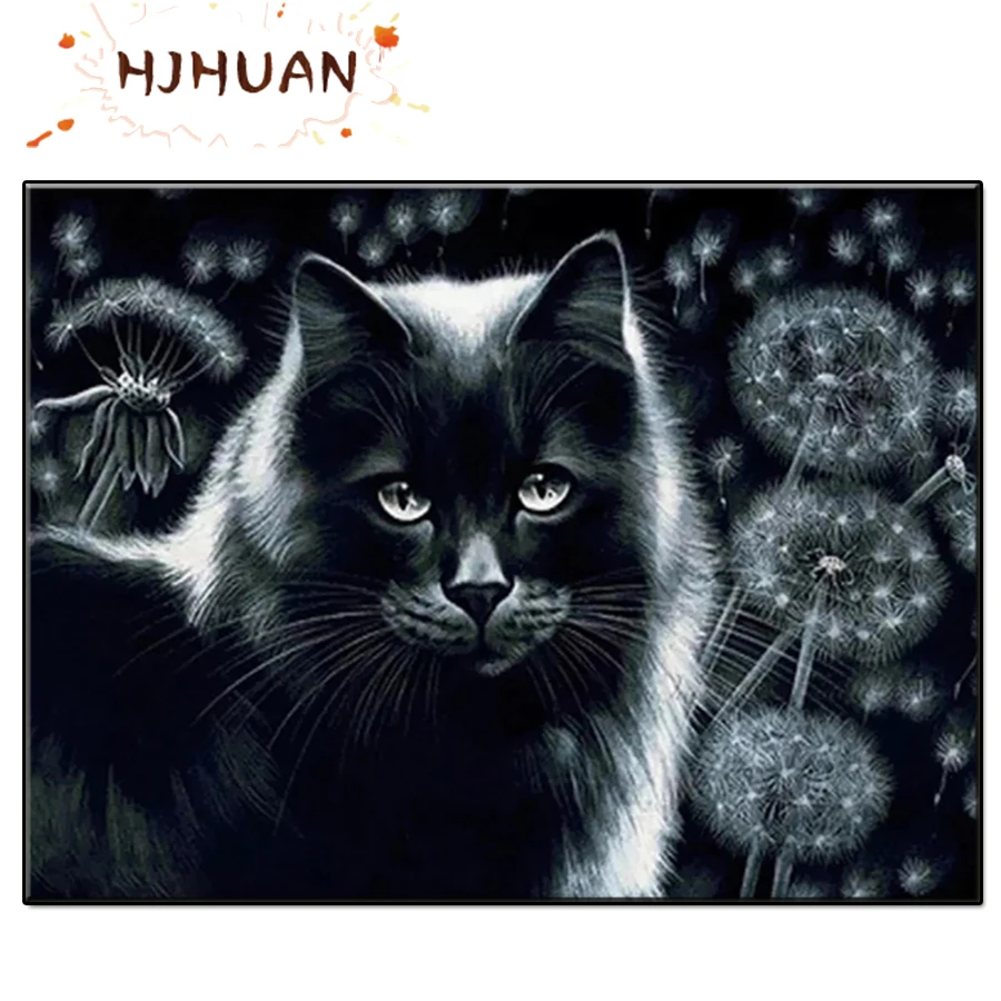 

Diamant Painting Animal art, black cat DIY Diamond Painting Full Square Drill Embroidery Cross Stitch Gift Home Decor Gift Resin