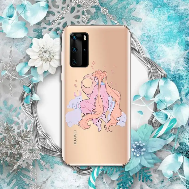 

Cartoon Sailor Moon Phone Case Transparent for huawei honor P 40 30 20 lite Pro 10 i 8 9 x p smart 2019
