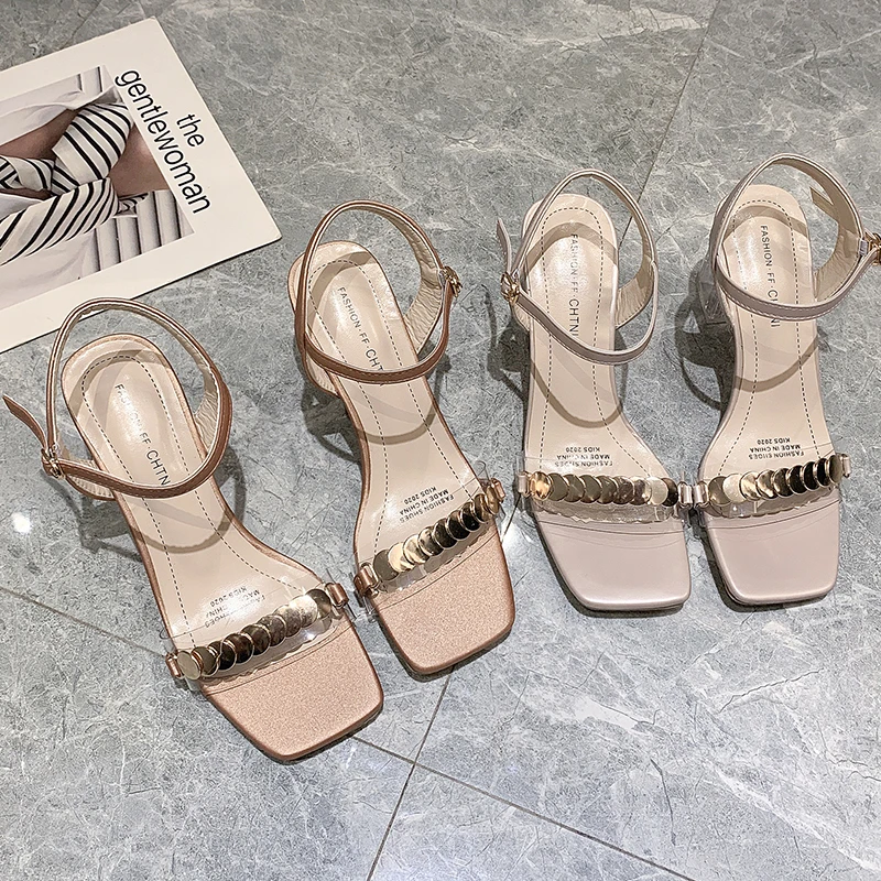 Модные прозрачные сандалии с прозрачными кристаллами Женская обувь золотого