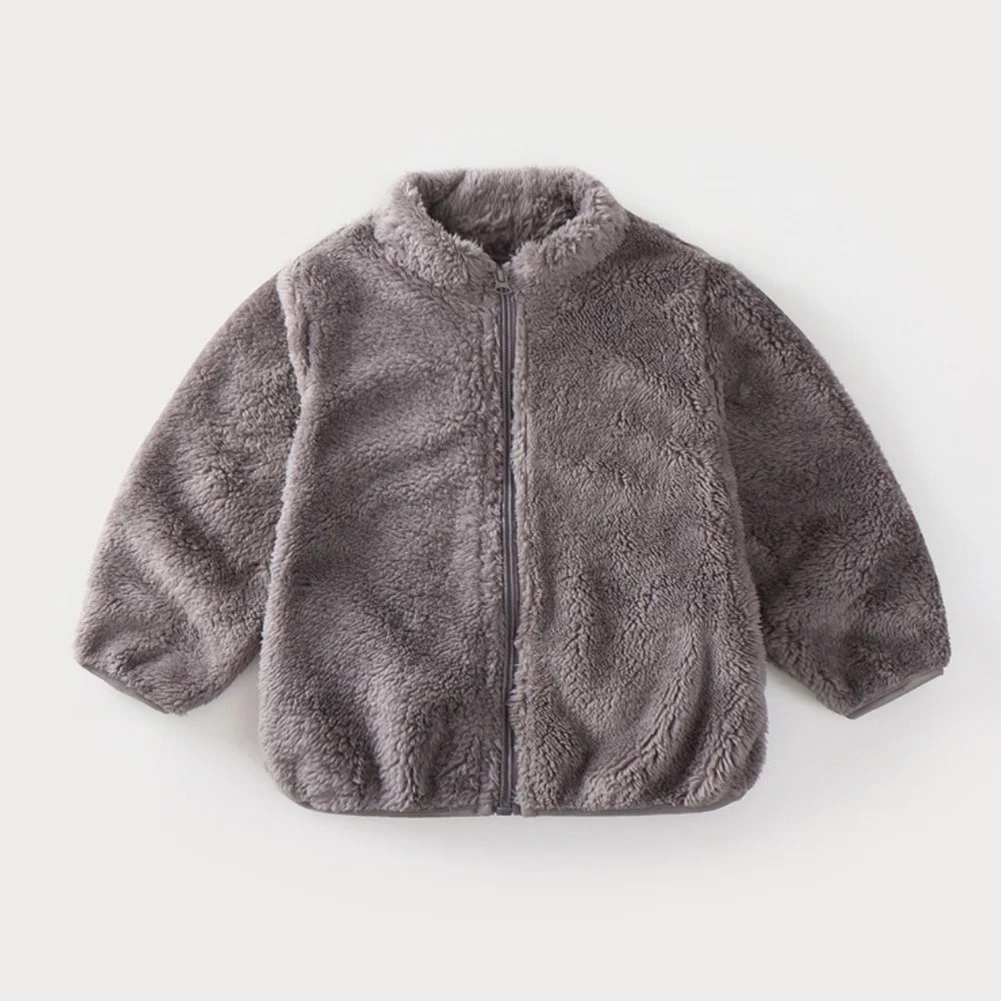

2021 Autumn Winter Warm Baby Kids Girls New Children's Plush Coats Baby Girls Solid Color Jackets Boys Casual Jackets Baby Tops