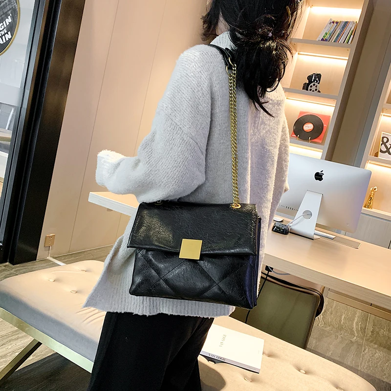 Высококачественные Женские сумки через плечо из искусственной кожи с цепочкой