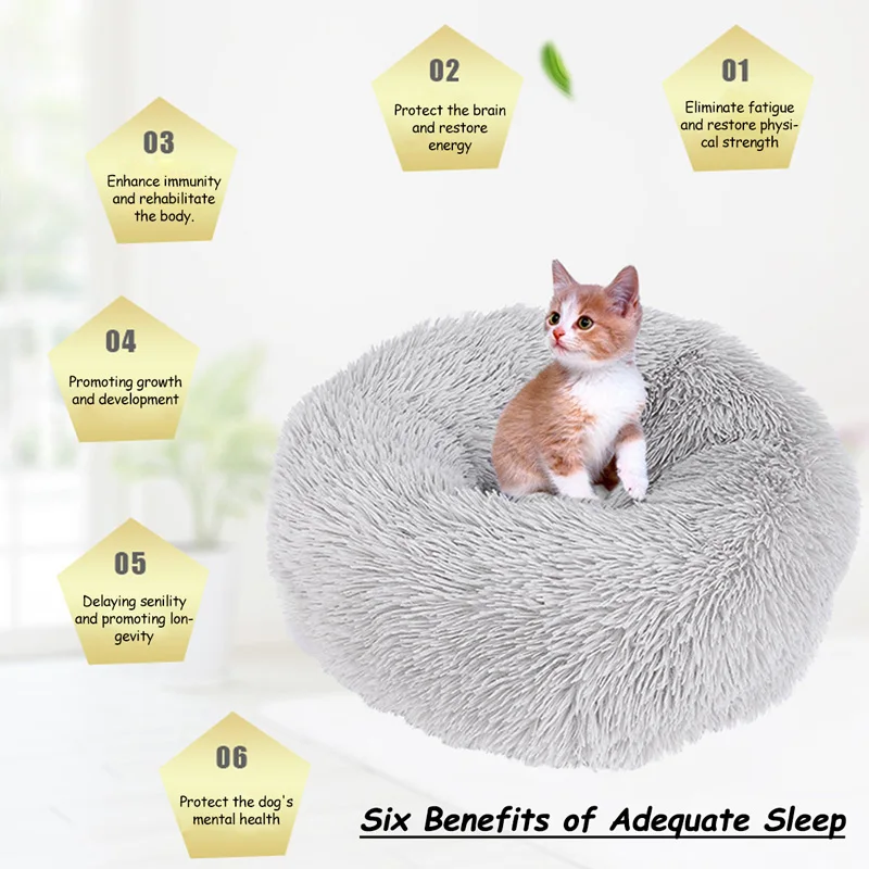 Soft Warm Round Pet Cat Bed Comfy Calming Dog Beds Washable r Large Medium Small Comfortable Kennel Easy To Clean Pet Nest House