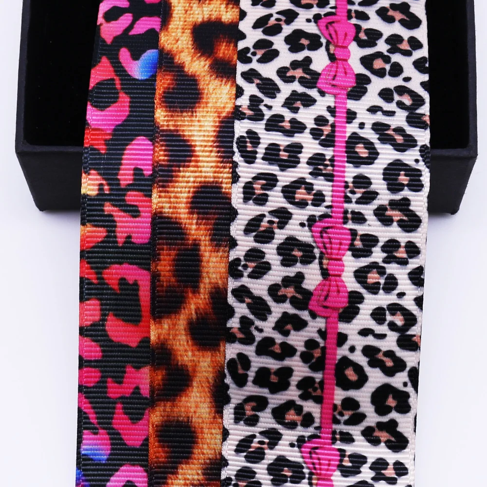 Ленты в рубчик с леопардовым принтом 40 мм 10 ярдов|Ленты для шитья| |