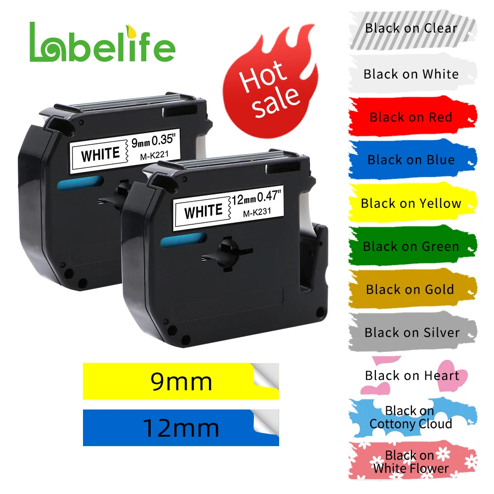 Лента для этикеток 1 шт. 9/12 мм печати на этикетках совместимая с Brother P touch лента