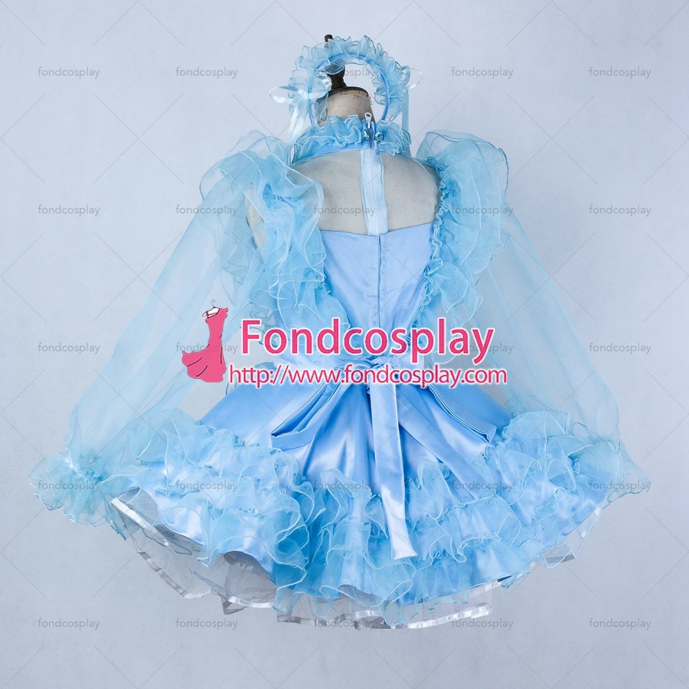 Сексуальная одежда для взрослых с крестом fondcosplay женское Короткое синее атласное