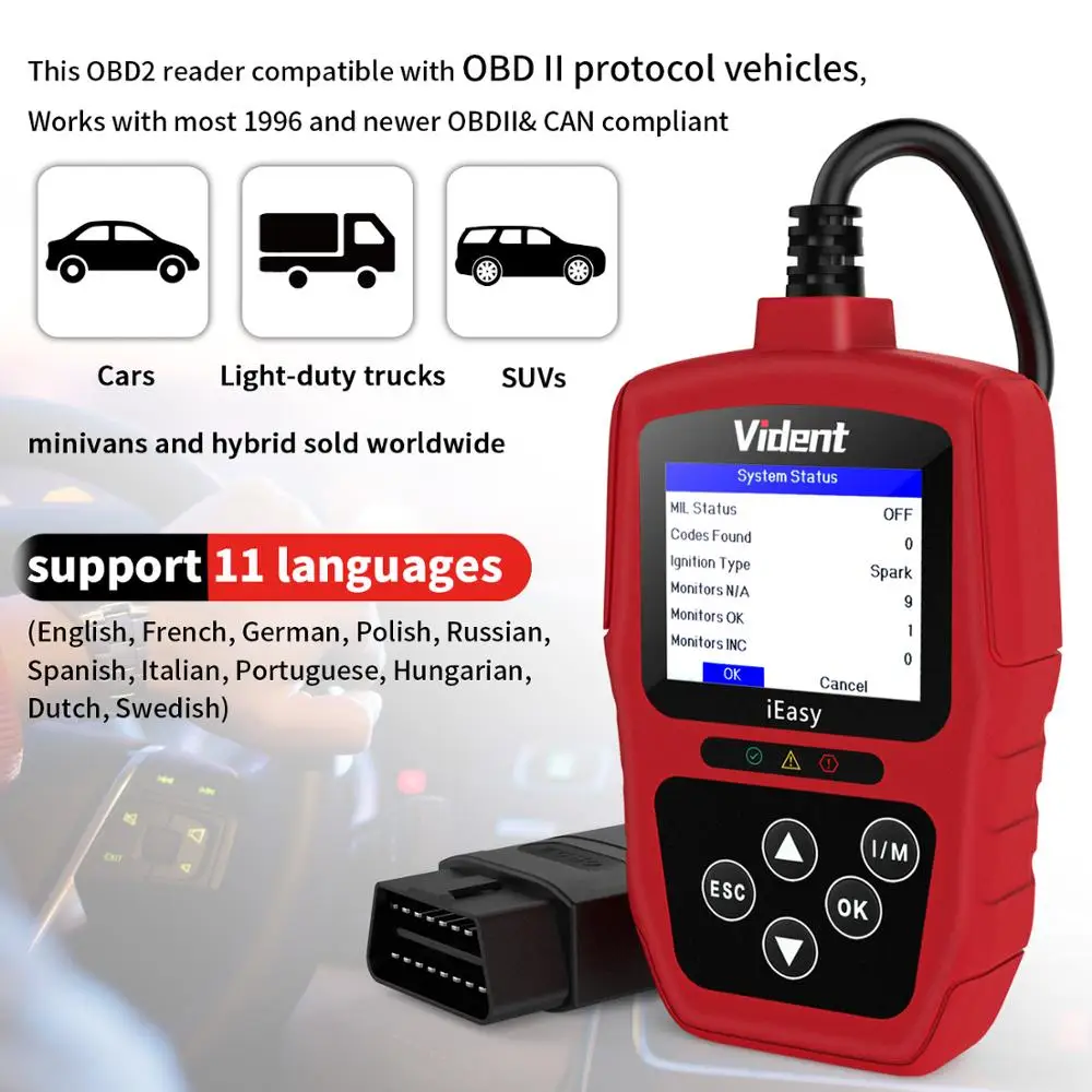 Автомобильный диагностический инструмент Vident iEasy300 сканер OBD2 универсальный