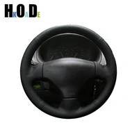 car steering wheel cover for peugeot 206 2002 2003 2004 2005 2006 diy black artificial leather handsewing