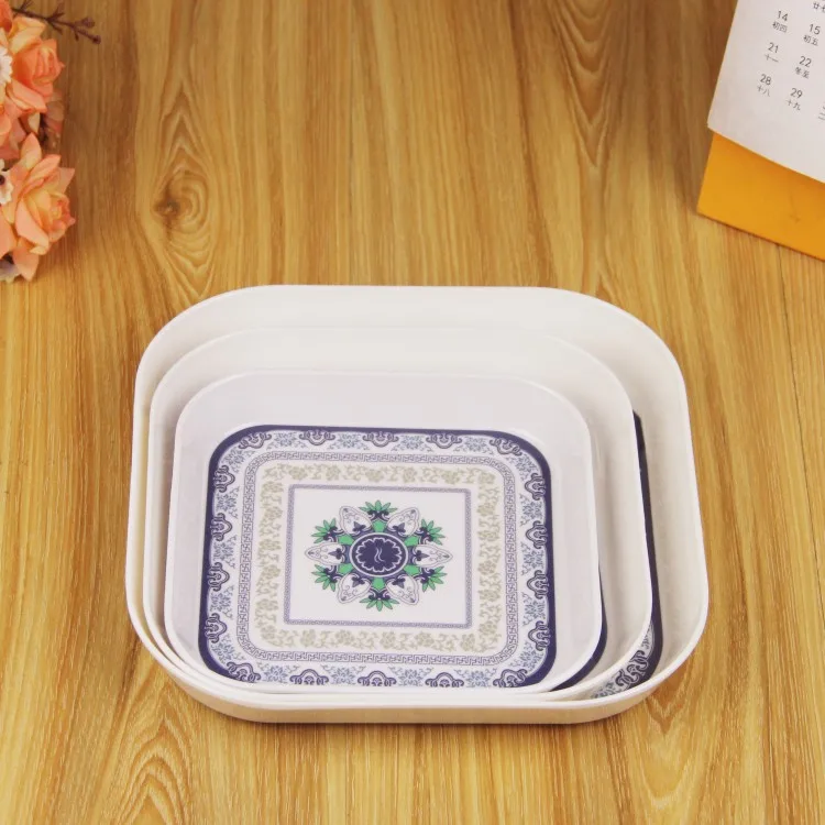 Западной Еда на Высоком толстом квадратном Закуски Блюдо меламиновая Пластик