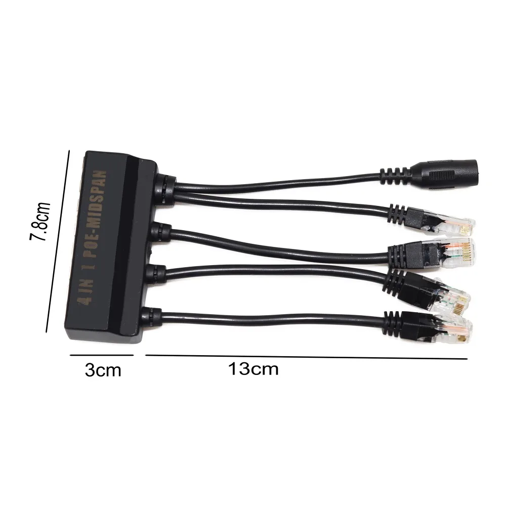 Фото 10 шт. POE-сплиттеры 4-в-1 (Power Over Ethernet), коммутаторы-сплиттеры Midspan, 10/100 Мбит/с, вход/выход 12В-56В для POE / IP-камер №4