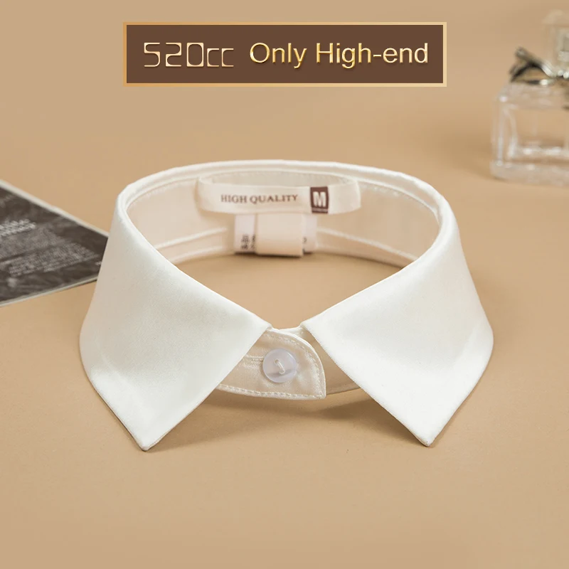 

520CC 100% Cotton Fake Shirt False Collar For Women'S Clothes Accessories Solid Lapel Removable Neck Detachable Collar Faux Col