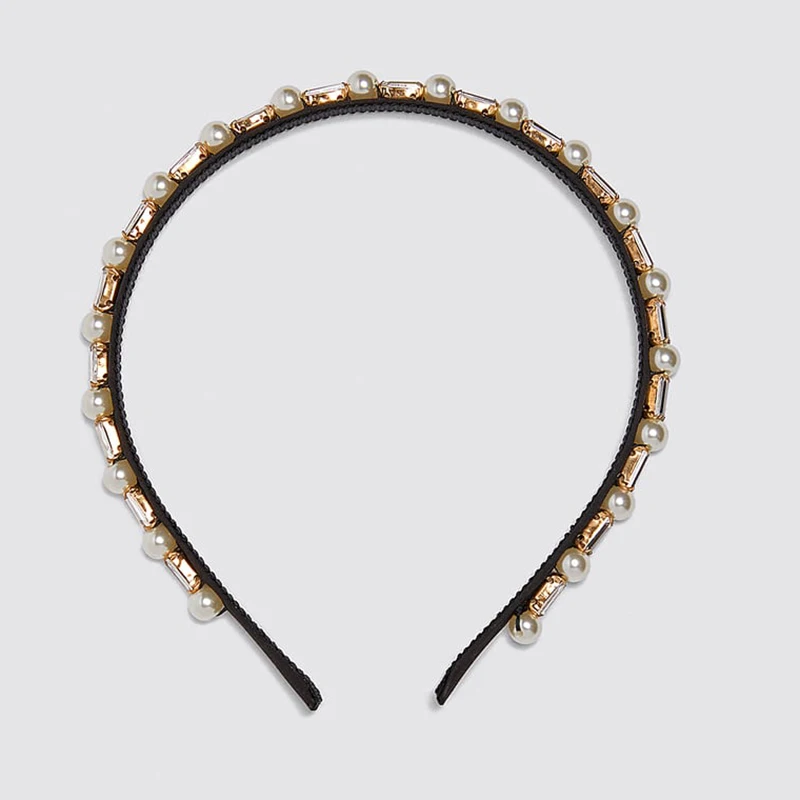 Dvacaman ZA имитация жемчуга Hairband женские корейские модные свадебные аксессуары для волос ювелирные изделия ручной работы cz Кристалл повязка на голову подарки - Окраска металла: white1