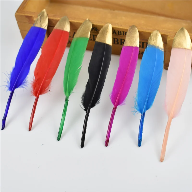 Перья утки погруженные в золото гусиные перья для рукоделия 10 15 см/4 6 дюймов белые