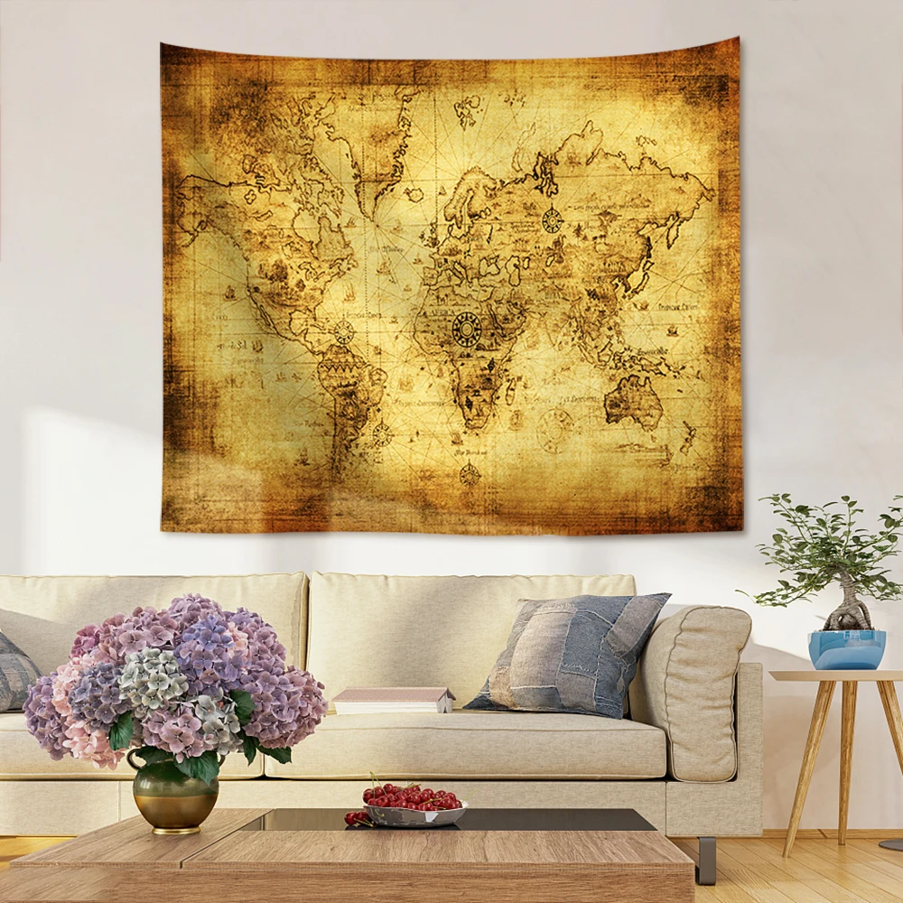 Антикварная карта мира старого памяти парусного спорта свитки хлопок холст