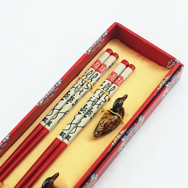 2 пары деревянных палочек для еды с черным золотым Драконом Китайские Длинные